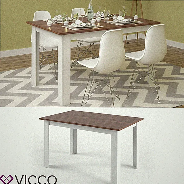 Esstisch Tisch Esszimmertisch Küchentisch Karlos Weiß Nussbaum 140cm Vicco