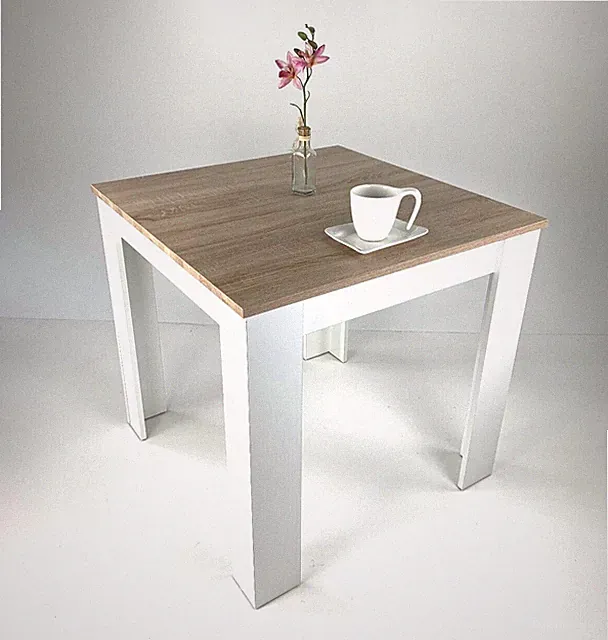 Esstisch Tisch Esszimmertisch Küchentisch Sonoma Eiche hell Weiß 80x80cm NEU