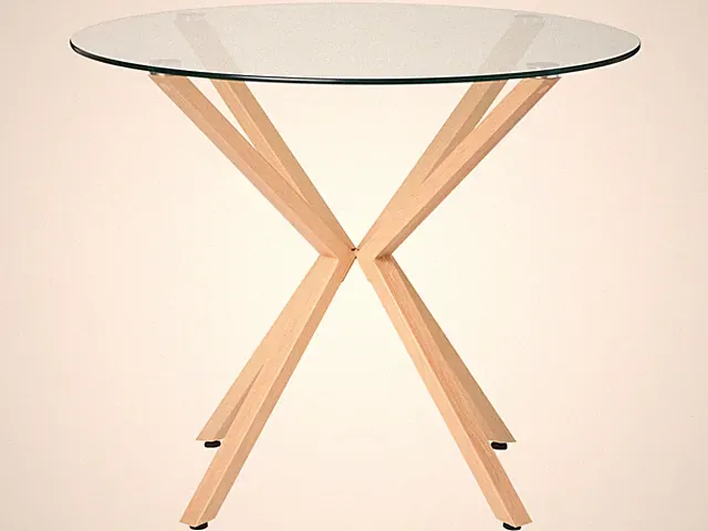 Esstisch transparent Sicherheitsglas / heller Holzfarbton 90 cm Altura