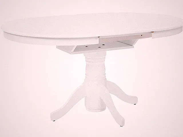 Esstisch weiß oval ausziehbar 106/150x106 cm Holzbeine Mittelfuß Skandi Akron