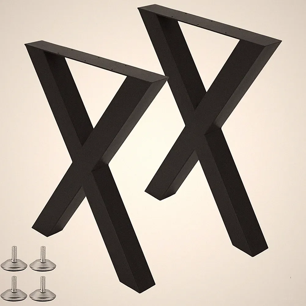 Esstischgestell WELL-X 8x8cm Schwarz Pulverbeschichtet Tischbeine Tischkufen