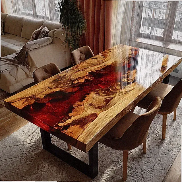 Esstischplatte Nussbaum Epoxid River 60x30 | Landhaus rustikal Handarbeit