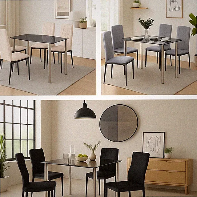 Esstischset 5-teilig – Tisch 110x70 + 4 Stühle für Küche, Esszimmer, Wohnzimmer