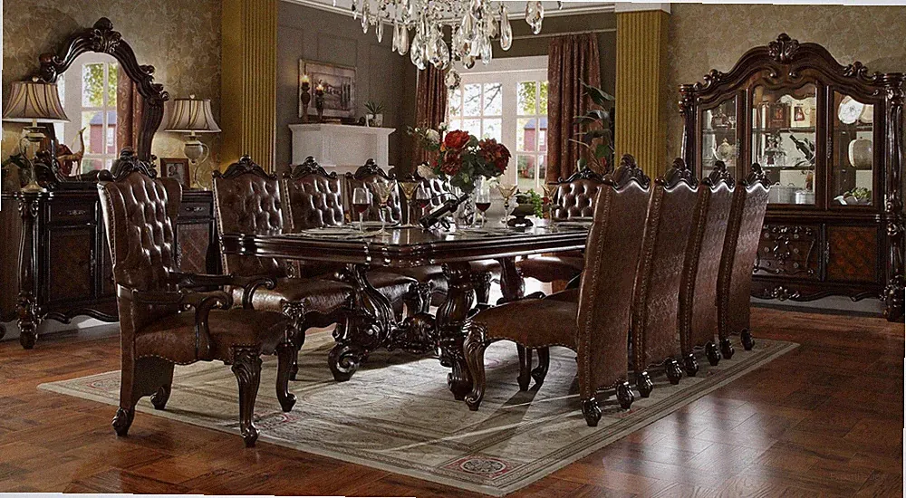 Esszimmer Komplett Garnitur Tisch Anrichte 10x Stuhl Set Vitrine Barock 14 tlg.