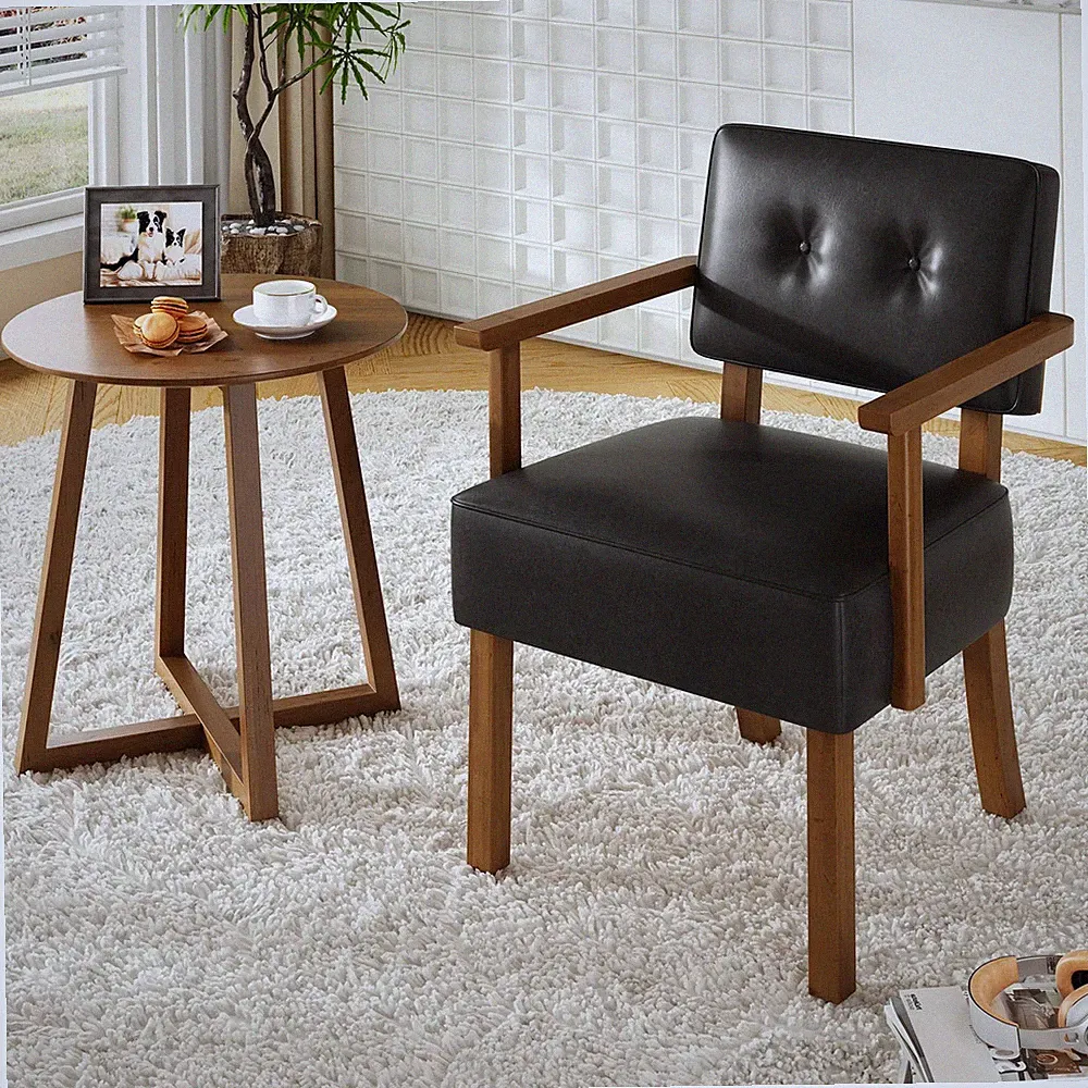 Esszimmer mit Rückenlehnen & Armlehne Esszimmersthüle PU Küchenstuhl Holzbeinen