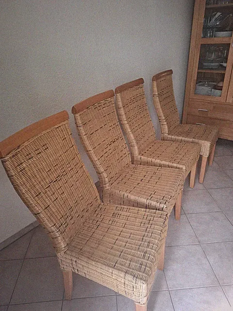 Esszimmer Rattan Stühle mit Hochlehne 4er Set