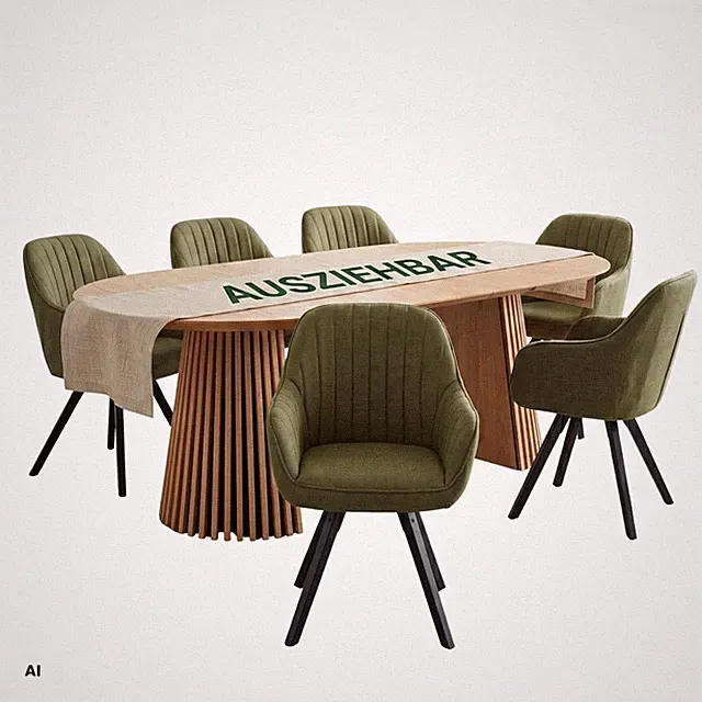 Esszimmer-Set Essgruppe Matera & Oria ovaler ausziehbarer Esstisch Tisch