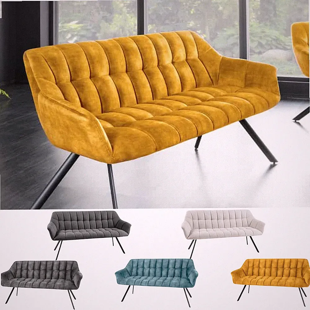 Esszimmer Sitzbank PAPILLON 165cm FARBWAHL mit Lehnen schwarzes Metallgestell
