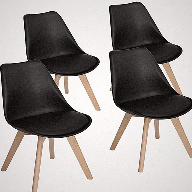 Esszimmerstühle 4er Set Buche Retro Gepolstert Küche Schwarz Nordische Stühle