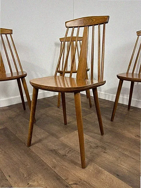 Esszimmerstühle 4er Set Rodanski Mid Century Danish Style Stick-Back