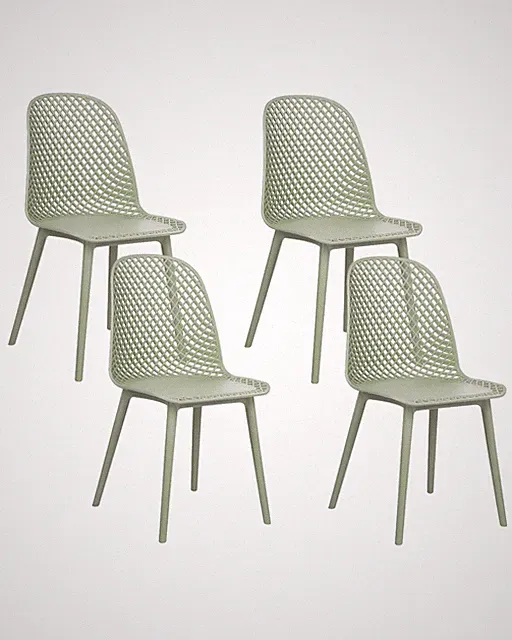 Esszimmerstühle im 4er Set aus Kunststoff grün modern minimalistisch Emory
