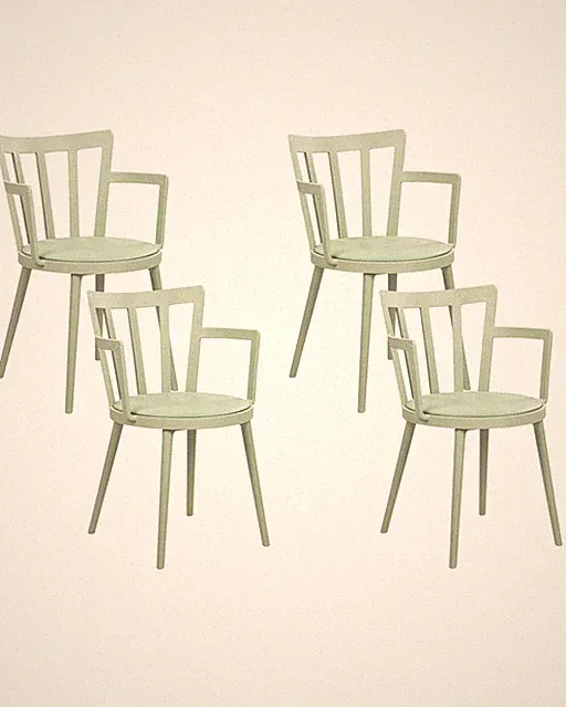 Esszimmerstühle im 4er Set aus Kunststoff grün modern minimalistisch Morill