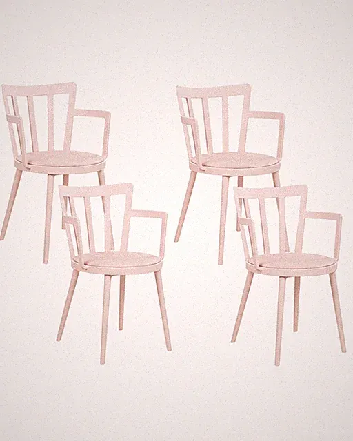Esszimmerstühle im 4er Set aus Kunststoff rosa modern minimalistisch Morill