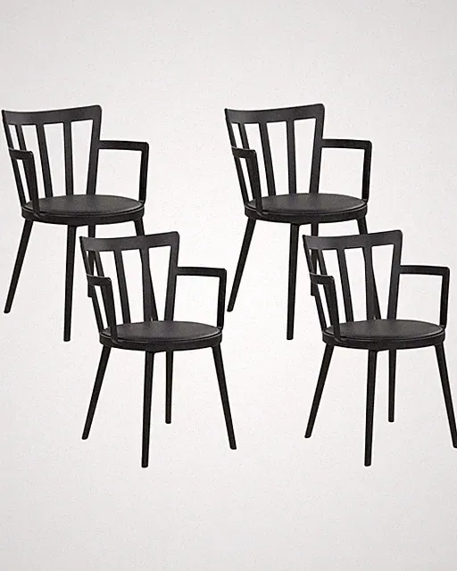 Esszimmerstühle im 4er Set aus Kunststoff schwarz modern minimalistisch Morill