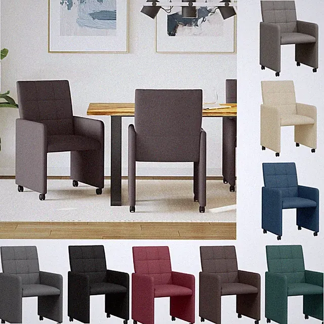 Esszimmerstühle mit Rollen mit Rädern 2 pcs Stoff Esszimmerstuhl vidaXL