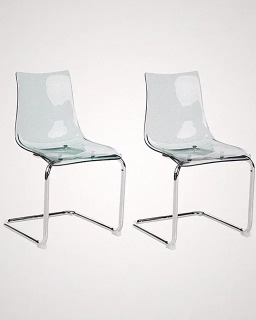 Esszimmerstuhl 2er Set Kunststoff transparent schwarz Freischwinger Marshall