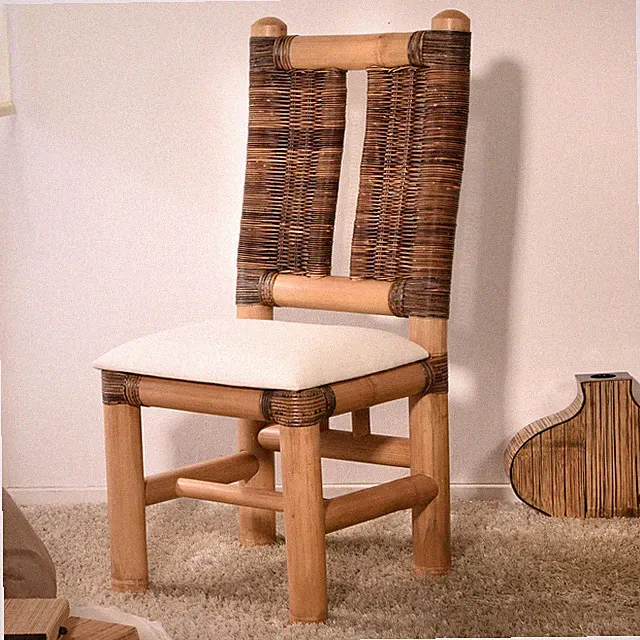 Esszimmerstuhl Bambus Natur Küchenstuhl Wohnzimmerstuhl Holzstuhl Bambusmöbel