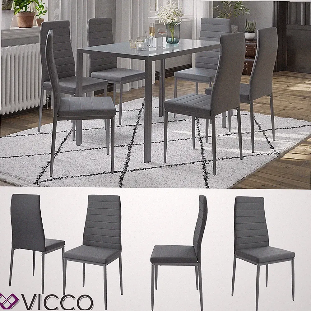Esszimmerstuhl "Grand Metall" Grau, 42,5 x 96 x 48 cm, 6-teilig Vicco