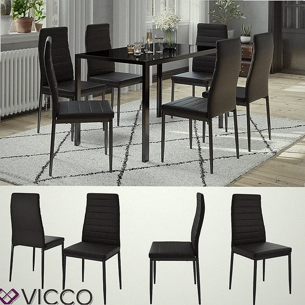 Esszimmerstuhl "Grand Metall" Schwarz, 42,5 x 96 x 48 cm, 6-teilig Vicco
