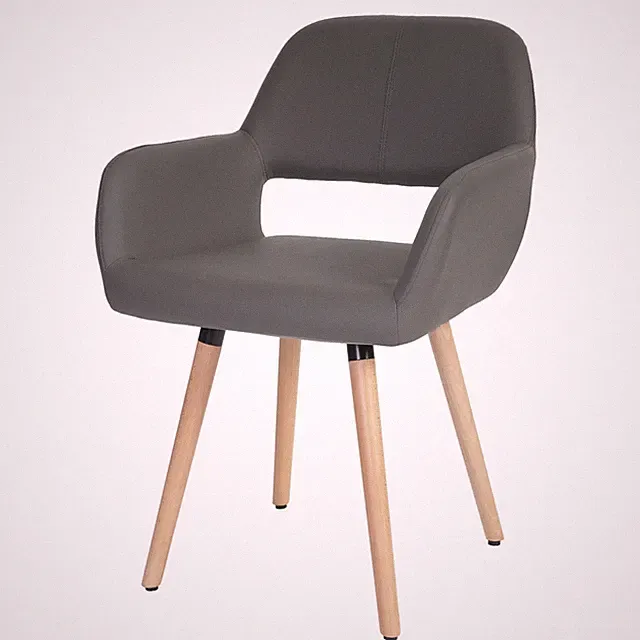 Esszimmerstuhl HWC-A50 II, Lehnstuhl, Retro 50er Jahre Design Kunstleder, grau