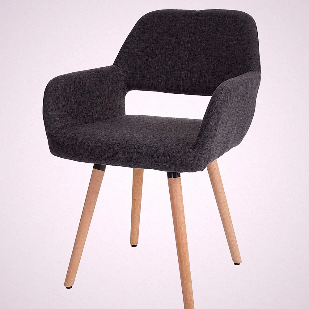 Esszimmerstuhl HWC-A50 II, Lehnstuhl, Retro 50er Jahre Design Textil, dunkelgrau