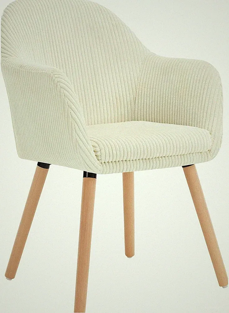 Esszimmerstuhl Massivholzbeine gepolstert Armlehnen Sitzfläche Cord Beige 26cm-1
