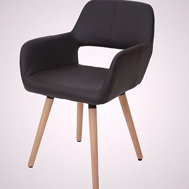 Esszimmerstuhl Stuhl Lehnstuhl HWC-A50 II, 50er Jahre Design, Kunstleder braun