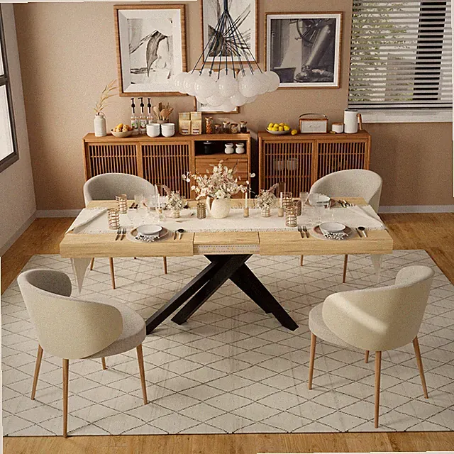 Esszimmertisch Ausziehbar, Erweiterbarer Esstisch 120cm bis 150cm,Platzsparender