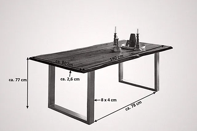 Esszimmertisch Baumkante Akazie Natur Schwarz QUARTO