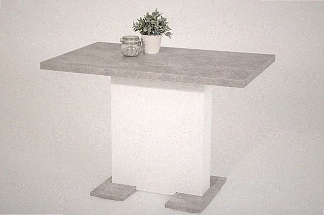 Esszimmertisch BRITT T, Säulentisch, ausziehbar 110-150 cm, betonoptik / weiß