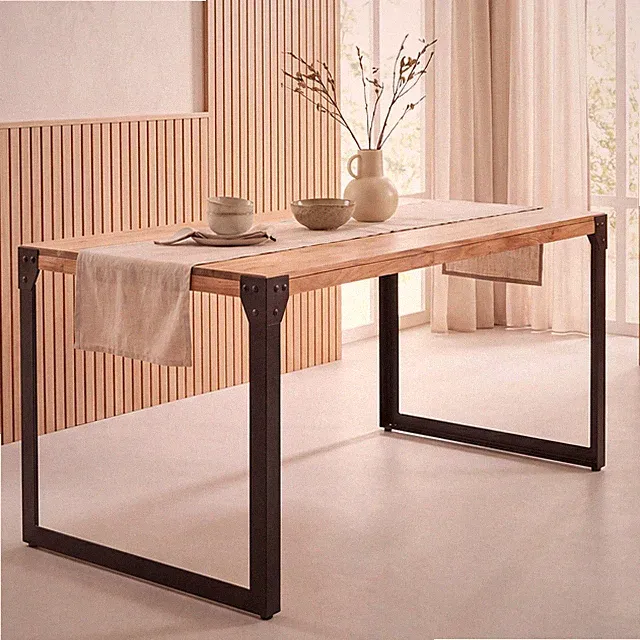 Esszimmertisch FineBuy 120 cm Esstisch Akazie Holz Massiv Küchentisch Industrial