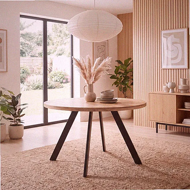 Esszimmertisch FineBuy Esstisch 120 cm Mango Holz Massiv Küchentisch Rund Modern