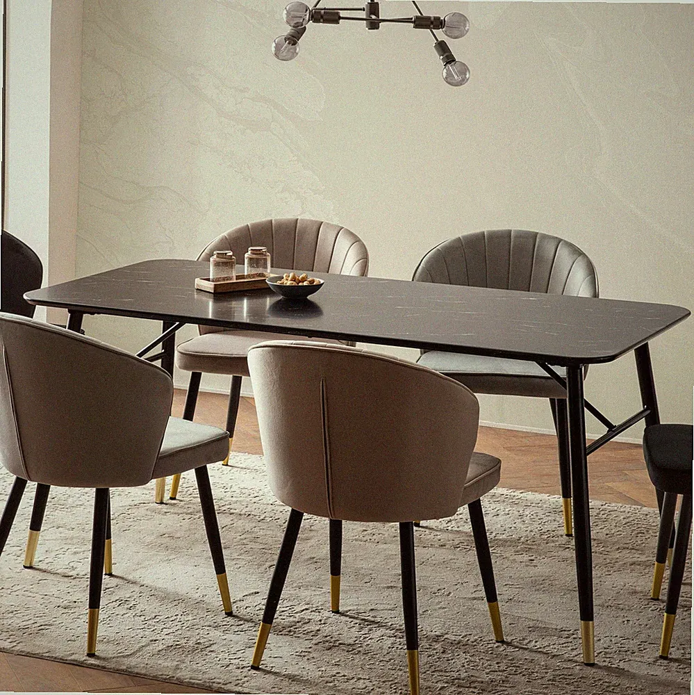Esszimmertisch FineBuy Esstisch 120 cm Marmor Optik Schwarz Klein Küchentisch