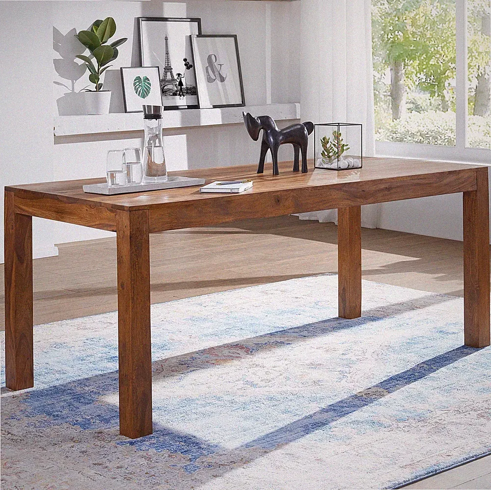 Esszimmertisch FineBuy Esstisch 140 cm Sheesham Massivholz Küchentisch Esszimmer