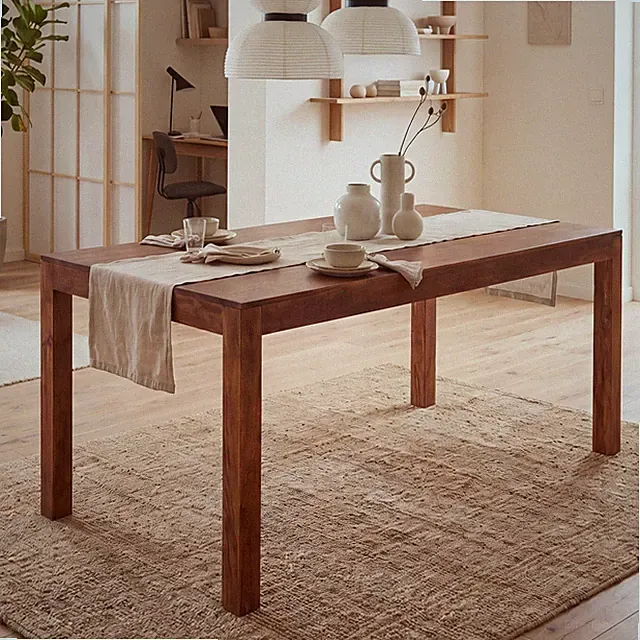 Esszimmertisch FineBuy Esstisch 160 cm Sheesham Massivholz Küchentisch Esszimmer