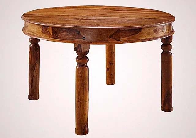 Esszimmertisch Küchentisch rund 100cm Akazie massiv Holz hell braun kolonial