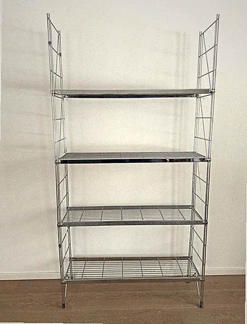 Etagaire, Stahlregal verchromt freistehend 4 Ebenen 30x107x220cm