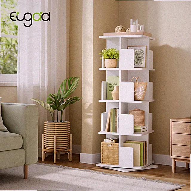 EUGAD 360° drehbares Bücherregal Raumteiler Standregal Drehregal Büroregal MDF