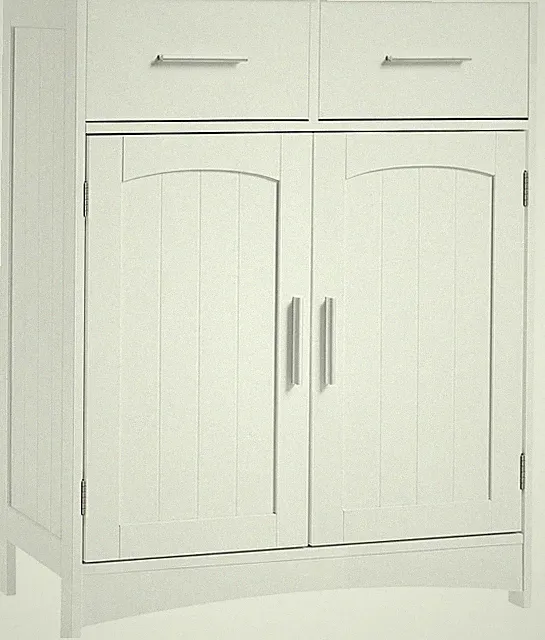 EUGAD Badezimmerschrank Badschrank mit 2 Schubladen Doppeltür Kommode Weiß MDF