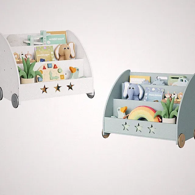 EUGAD Bücherregal Kinder Regal Holz Bücher Aufbewahrung mit Rädern Standregal