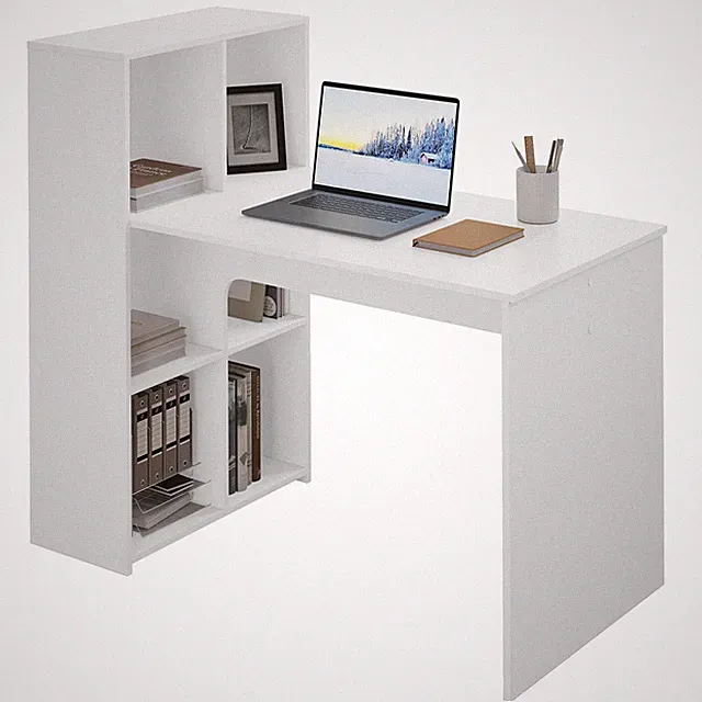 Eugad Schreibtisch Bürotisch PC Tisch Computertisch mit 6 Regal Eckschreibtisch