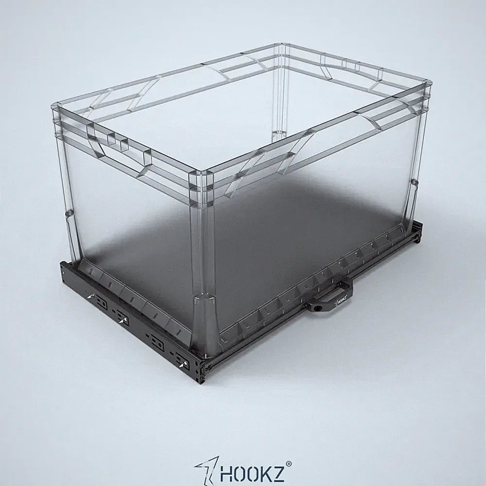 Eurobox Schublade 60x40 cm (Quer) | Vollauszug Soft-Close | Alu schwarz eloxiert