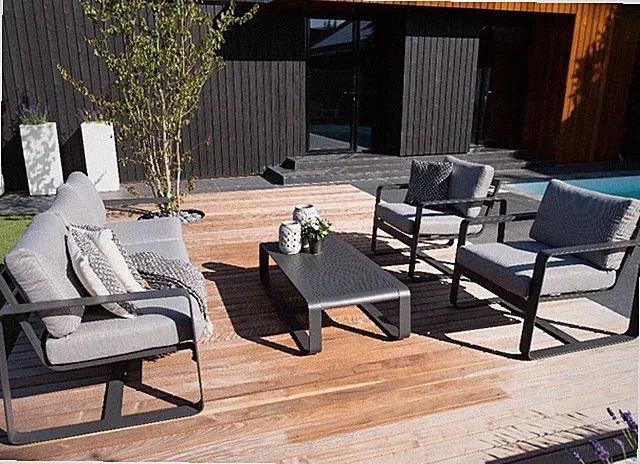 Exclusive Sitzgruppe Aluminium Sitzgruppe Essgruppe Gartenlounge anthrazit