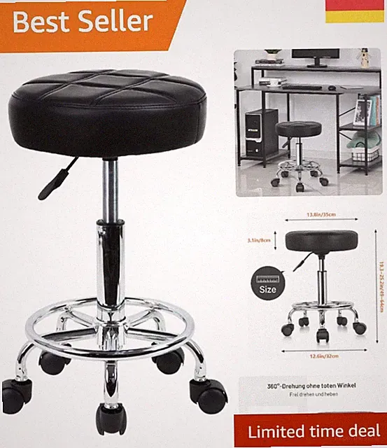 Extra breiter höhenverstellbarer Hocker aus Kunstleder – Ideal für Friseursalons