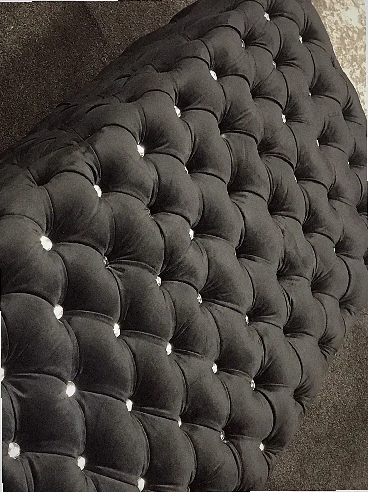 Extra großer Chesterfield Fußhocker / Couchtisch Pouf aus Plüsch Samt Stoff