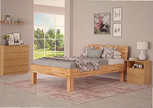 Extra stabiles hohes Massivholzbett 140x220 Seniorenbett Zubehör wählbar