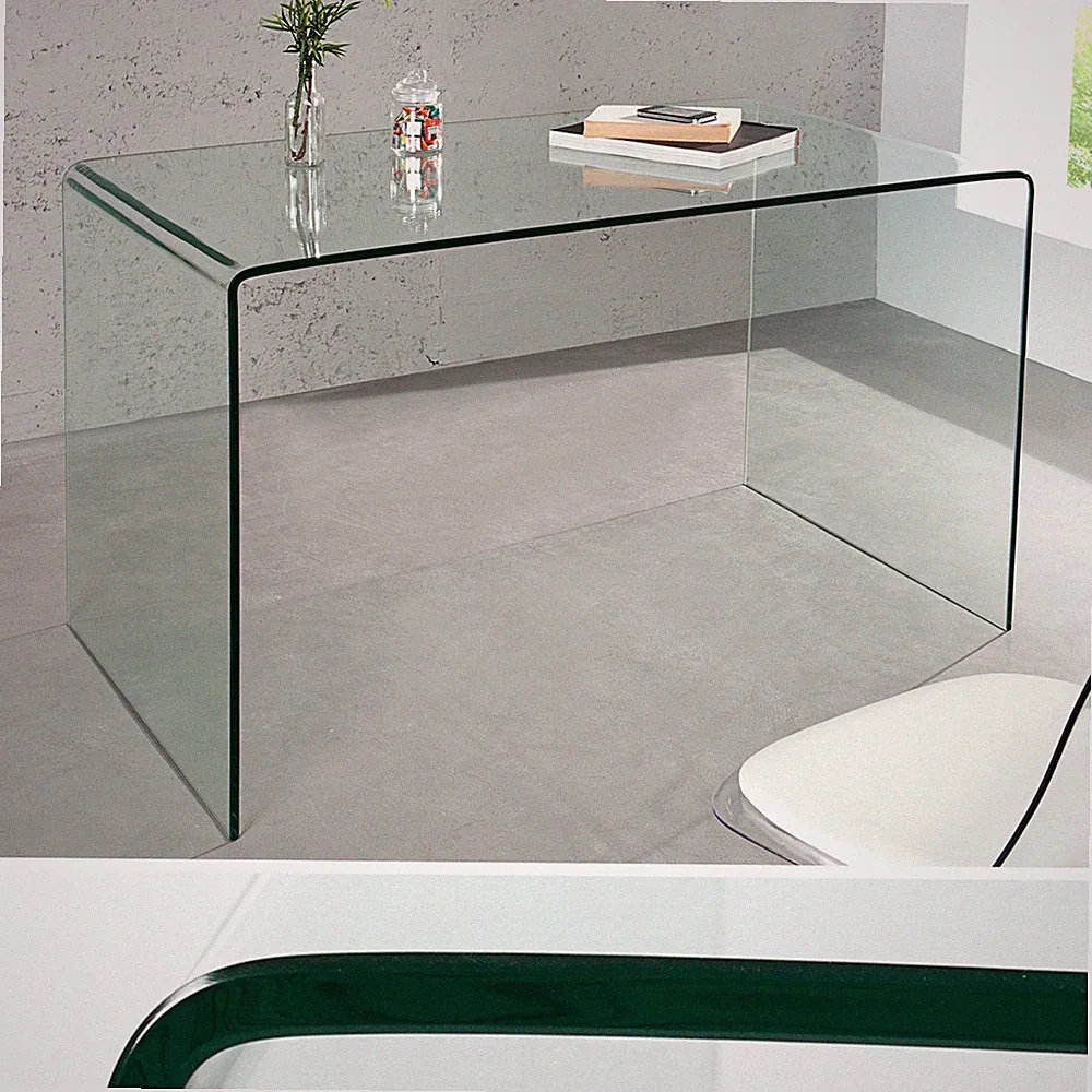 Extravaganter Glas Esstisch FANTOME 120 cm transparent Schreibtisch Glastisch