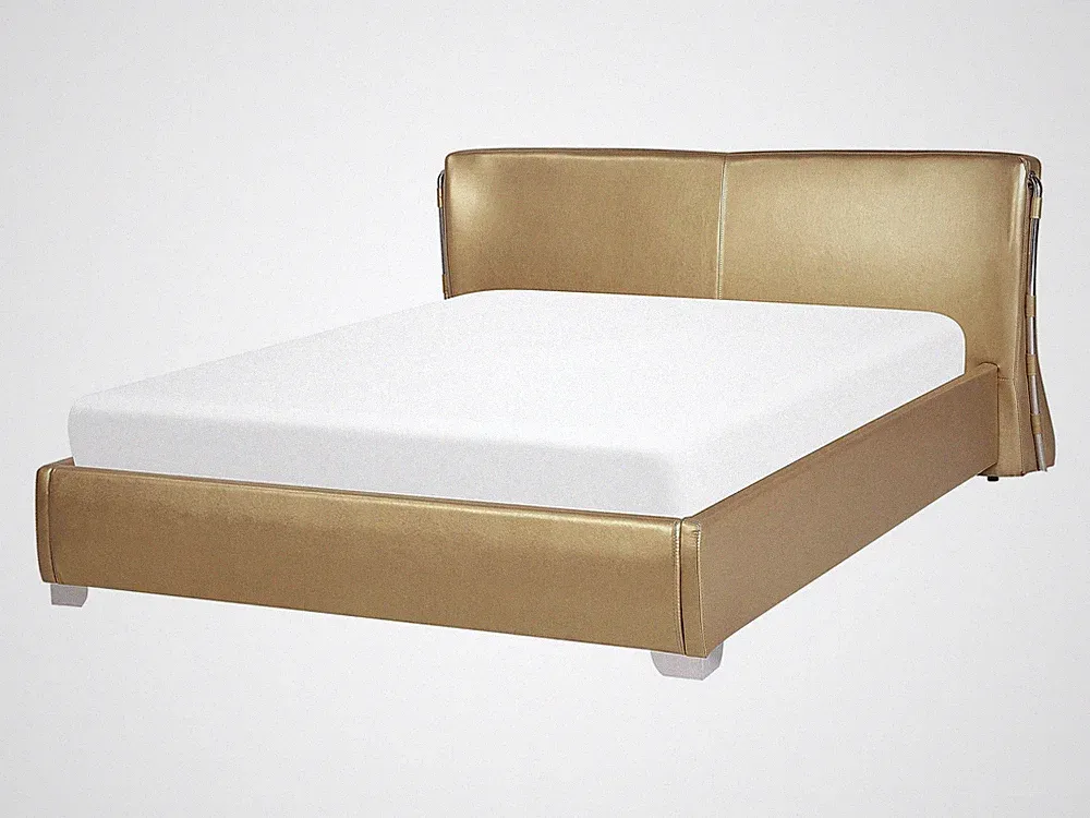 Extravagantes Lederbett in Gold 140x200 cm Paris
