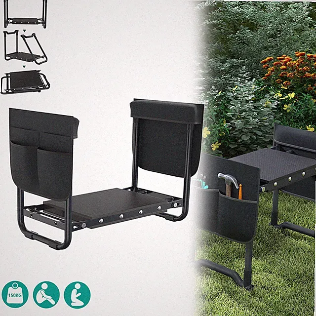 Faltbar Arbeitshocker Gartenbank Kniebank Gartenhocker Sitzbank 150kg Anthrazit