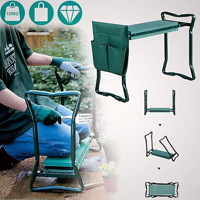 Faltbar Gartenbank Arbeitshocker 2 in 1 Kniebank Gartenhocker Tasche bis 150kg